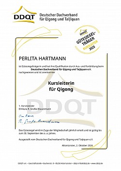 DDQT Gütesiegel Qi Gong Dozentin Qualifizierung